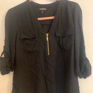 Express Sheer Black Long Sleeve Sheer Top